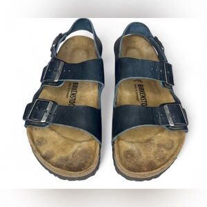 🎉✨Birkenstock Milano Oil Leather Sandals Dark Navy Insignia Blue Men's Size 10